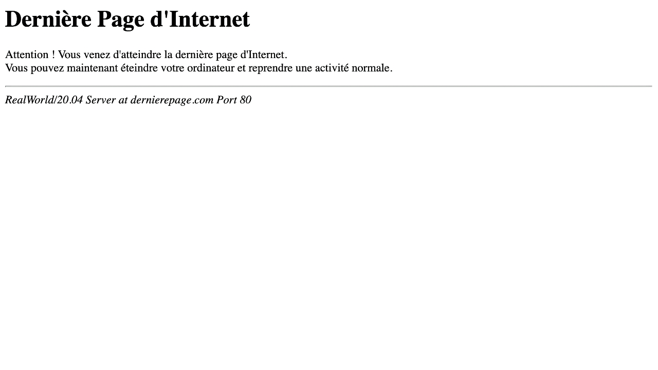 Dernière page d'Internet